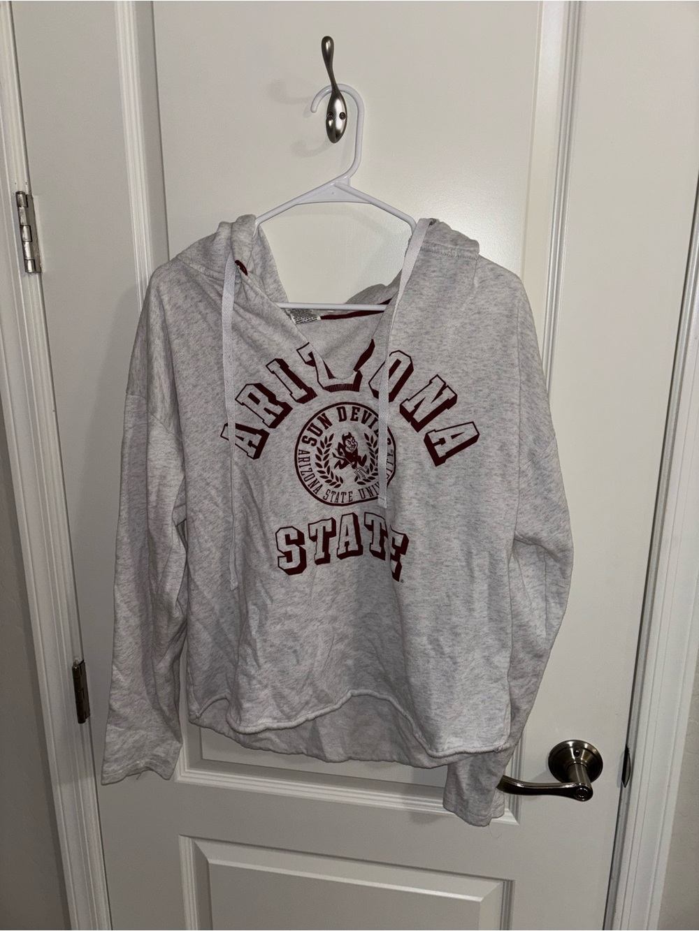 PINK Victoria's Secret White Pullover with Maroon ASU Graphic - Size L